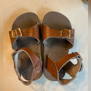Salt Water Sandals by Hoy Tan Brown Leather Kids Buckle Sandals